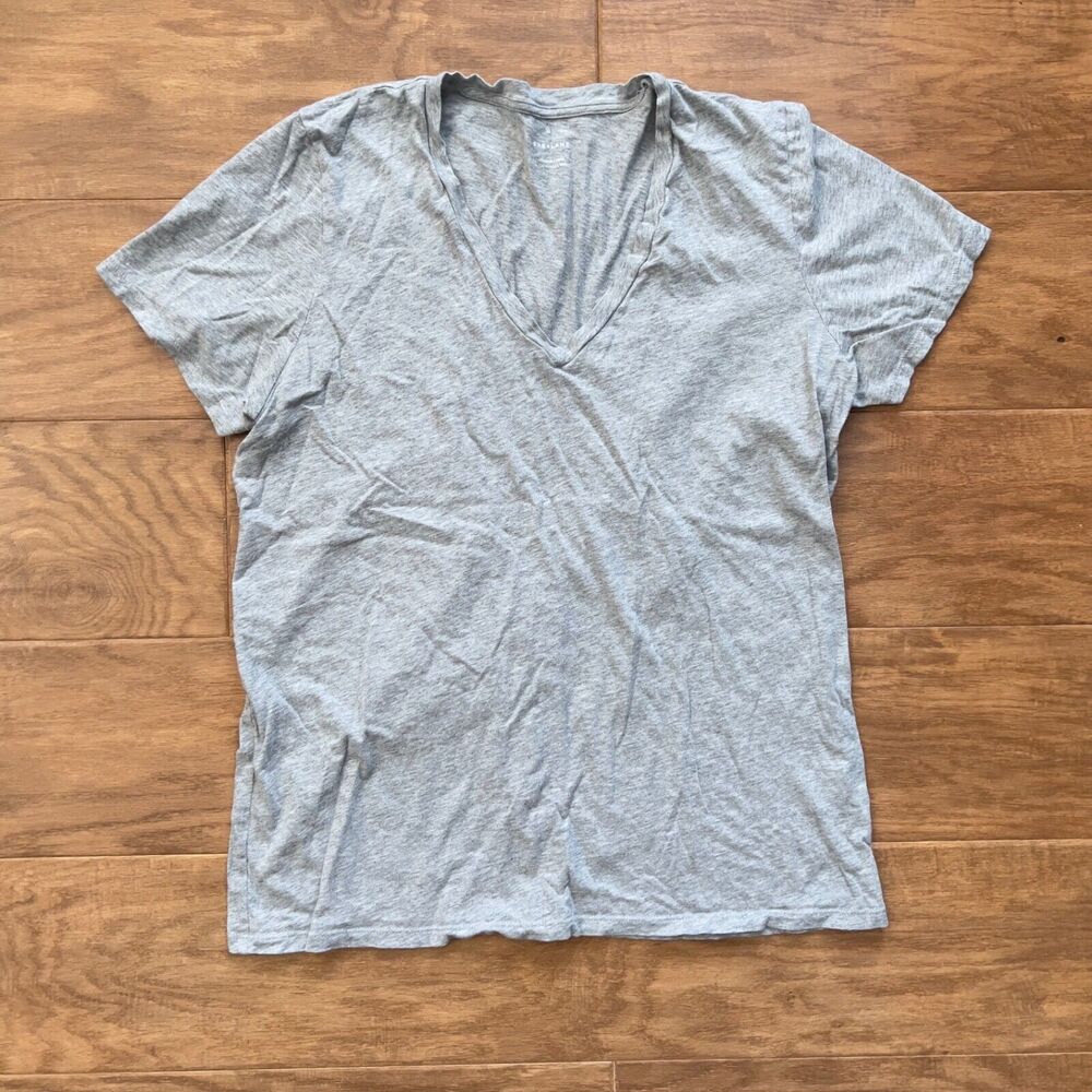 Everlane T-Shirt Size XL Heather Gray Organic Cotton V-Neck Tee